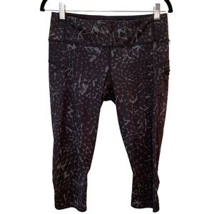 Lululemon Run Top Speed Crop Leggings Star Crushed Coal Black Size 8